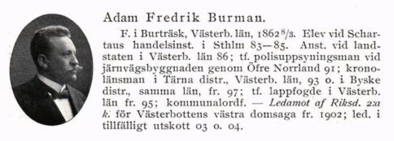 Polisuppsyningsman A F Burman